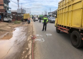 Lokasi Mahasiswi UIN Jambi yang  Tewas Ditabrak Mobil Tronton (foto: Ga)