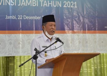 Wakil Gubenur Abdullah Sani dalam Pembukaan Penganugerahan Keterbukaan Informasi Badan Publik se Provinsi Jambi Tahun 2021 (foto: Chi)