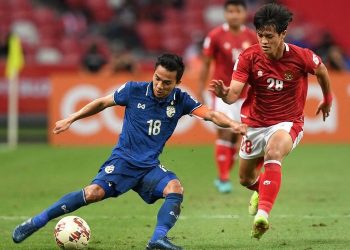 Final Piala AFF 2020: Indonesia dihajar Thailand 0-4 di leg I final Piala AFF 2020. (Foto: AFP/Roslan Rahman)
