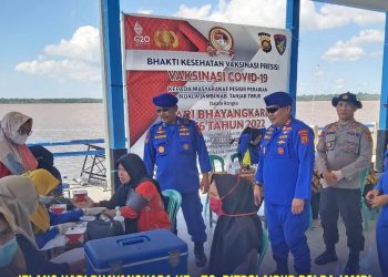 Pelaksanaan Bakkes Vaksinasi Covid-19 Ditpolairud Polda Jambi di Tanjabtim (foto: Dn)