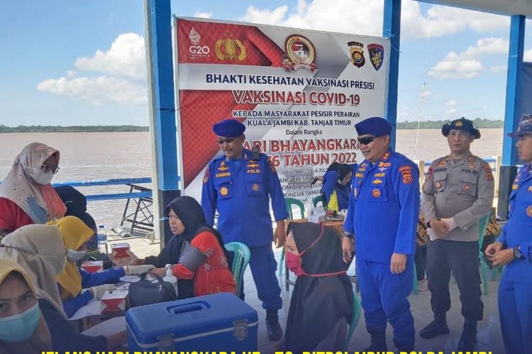 Pelaksanaan Bakkes Vaksinasi Covid-19 Ditpolairud Polda Jambi di Tanjabtim (foto: Dn)