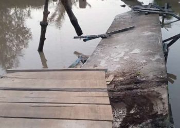 Kondisi Jembatan Sungai Salek yang Ambruk (foto: Ga)