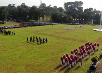 Suasana upacara pengibaran bendera HUT Republik Indonesia di Kabupaten Tanjabtim. (Foto:ist)