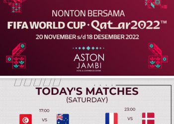 Flayer Jadwal Piala Dunia Qatar 2022 Malam Minggu Di Hotel ASTON Kota Jambi (Dok Ist)