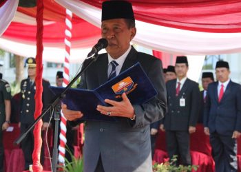 Wagub Sani Membacakakan  sambuta dari Menkominfo (Dok Foto:Chr)