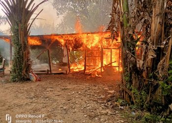 Tempat pondok Narkoba dibakar kepolisan (dok Foto:Rfo)