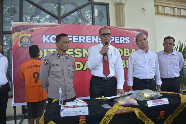 Ditresnarkoba Polda Jambi Konfresi Pers kepada awak media (Dok Foto:Rfo)