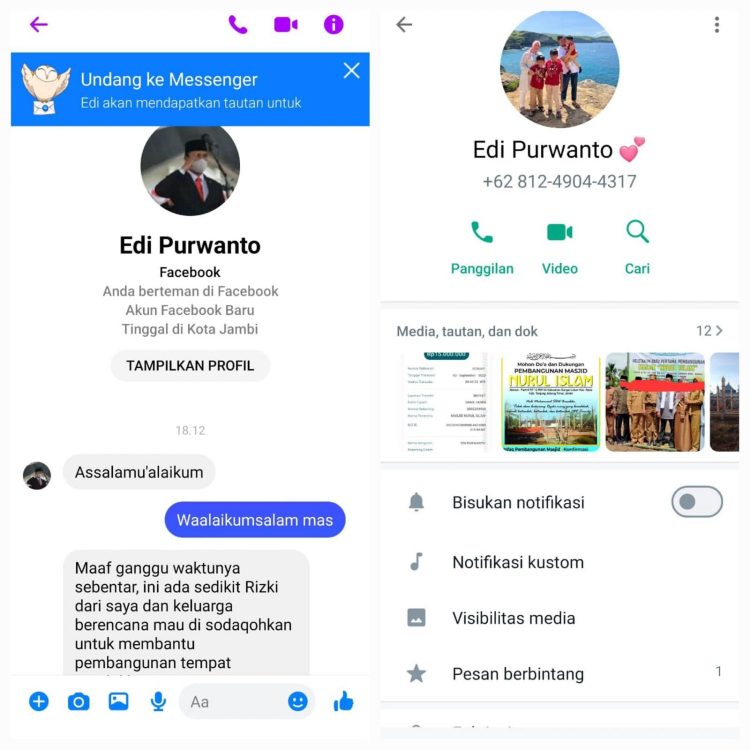 Bukti Modus Penipuan Online (Dok Foto:*/red)